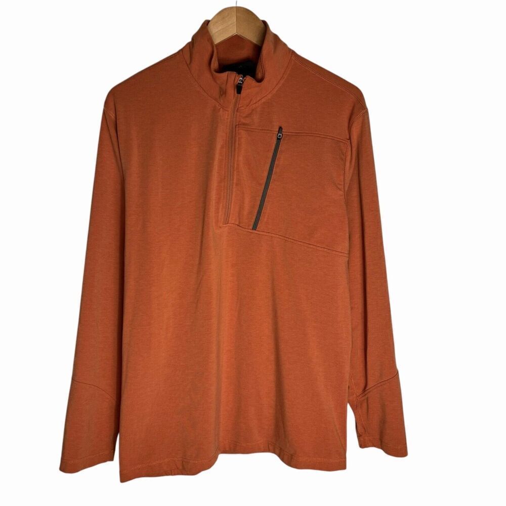 Basin + Range Quarter Zip Pullover Top Men's Medium Orange Outdoor